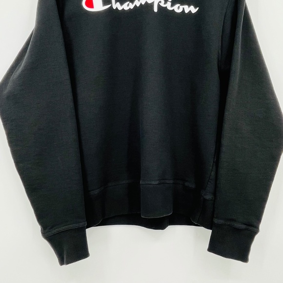 Champion Powerblend Crewneck Sweatshirt, Classic Script Logo Black Men's Small - Picture 5 of 9